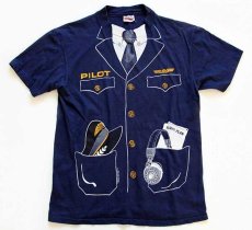 画像1: 80s USA製 Hanes PILOT 騙し絵 コットンTシャツ 紺 L (1)