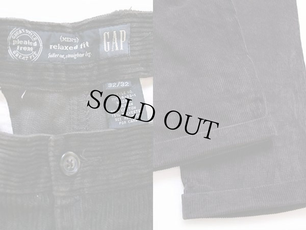 画像3: 90s GAPギャップ ツータック 太畝 コーデュロイパンツ 焦げ茶 w32 L32★スラックス (3)