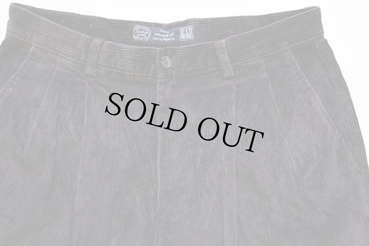 画像2: 90s GAPギャップ ツータック 太畝 コーデュロイパンツ 焦げ茶 w32 L32★スラックス (2)