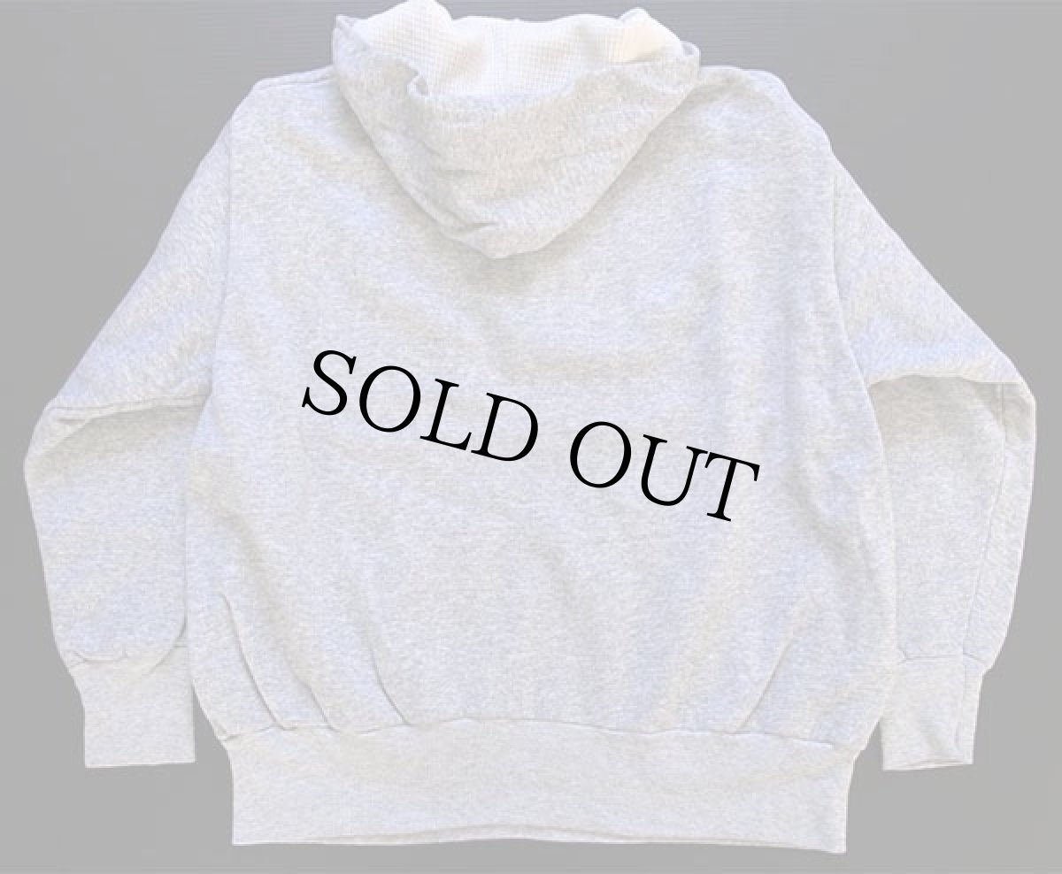 画像2: 60s UNKNOWN 無地 ハーフジップ 裏サーマル スウェットパーカー カスタム 杢グレー (2)