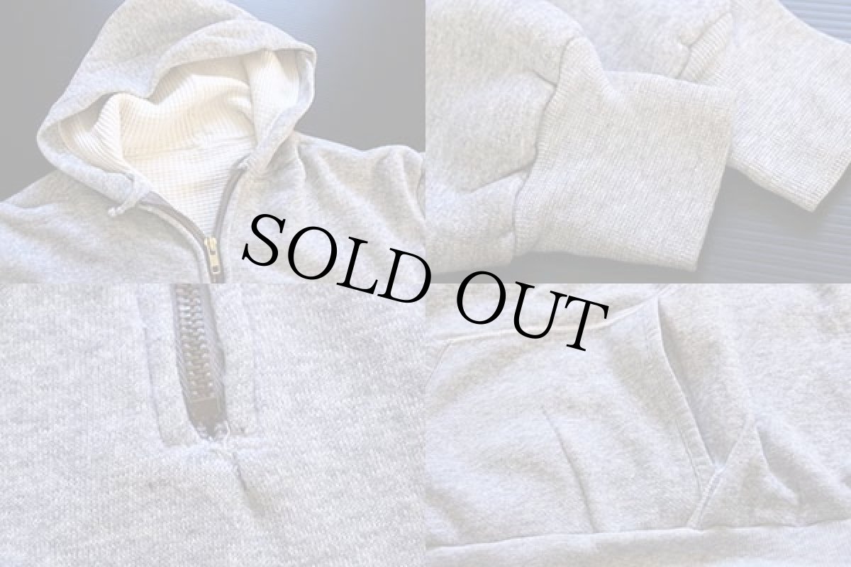 画像3: 60s UNKNOWN 無地 ハーフジップ 裏サーマル スウェットパーカー カスタム 杢グレー (3)