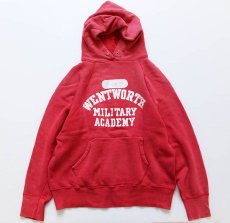 画像1: 60s WENTWORTH MILITARY ACADEMY コットン スウェットパーカー 赤 フェード (1)