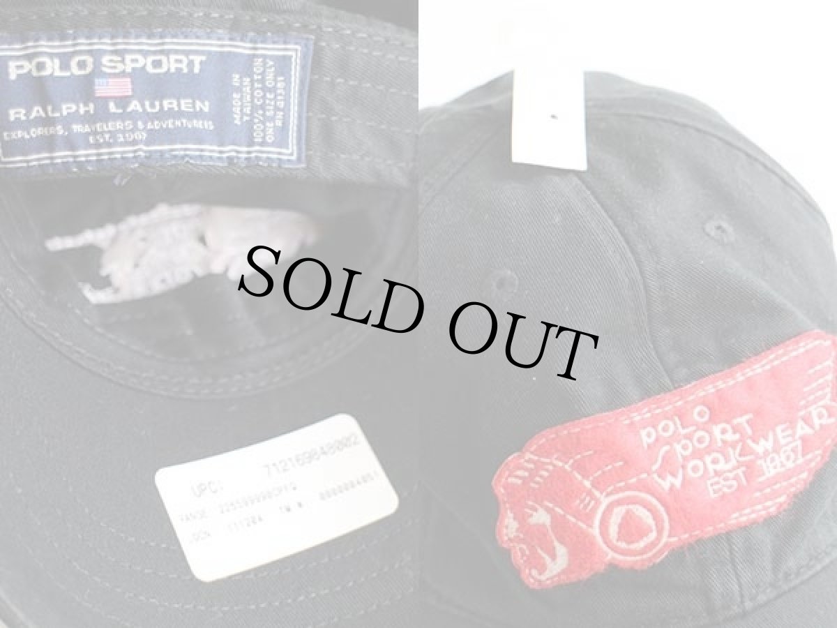 画像3: デッドストック★90s POLO SPORTポロ スポーツ ラルフローレン インディアンヘッド フェルトパッチ コットンキャップ 黒 (3)