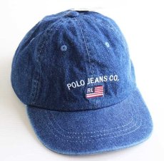 画像1: デッドストック★00s POLO JEANSポロ ジーンズ ラルフローレン ロゴ刺繍 デニムキャップ (1)