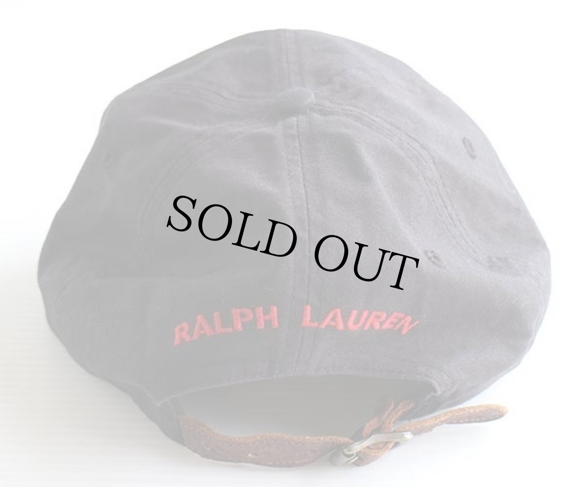 画像2: デッドストック★90s ポロ ラルフローレン 星条旗 パッチ付き コットンキャップ 黒 (2)