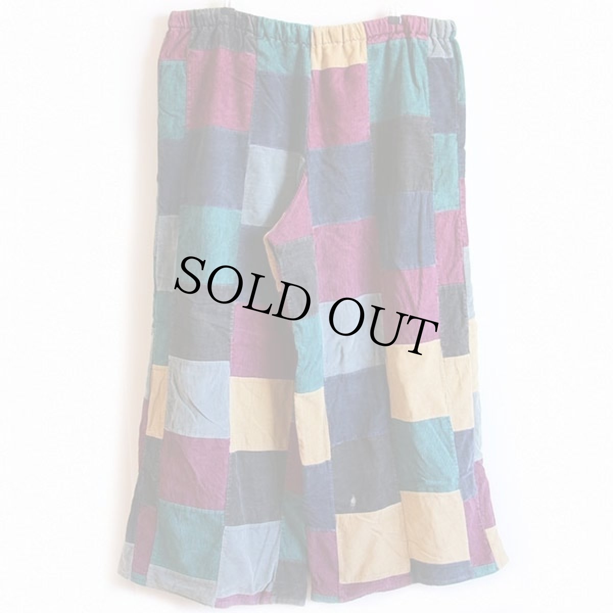 画像3: ハンドメイド クレイジー パッチワーク コーデュロイ 超極太 イージーパンツ (3)