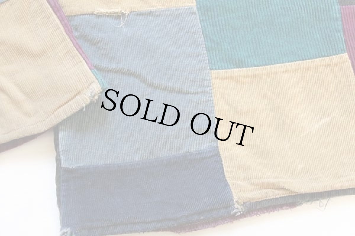 画像7: ハンドメイド クレイジー パッチワーク コーデュロイ 超極太 イージーパンツ (7)