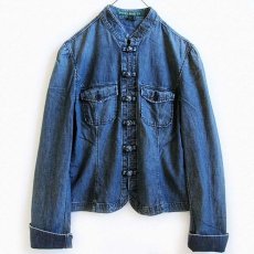 画像1: LAUREN JEANS ラルフローレン スタンドカラー チャイナボタン ダンガリーシャツ M (1)