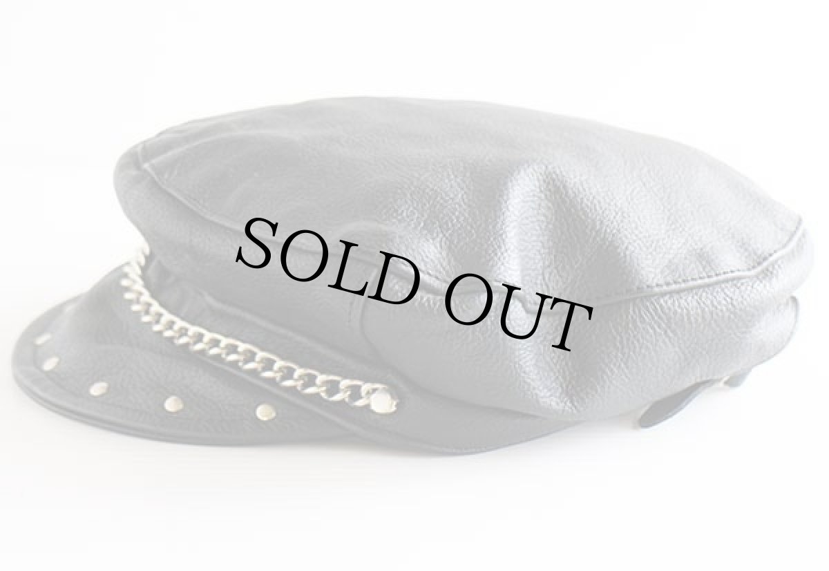 画像2: USA製 UNKNOWN スタッズ付き レザーキャップ 黒 (2)