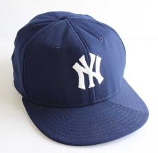 画像1: 80s USA製 MLB New York Yankees ニューヨーク ヤンキース ナイロン ベースボールキャップ 紺 L (1)