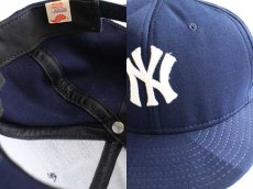 画像3: 80s USA製 MLB New York Yankees ニューヨーク ヤンキース ナイロン ベースボールキャップ 紺 L (3)