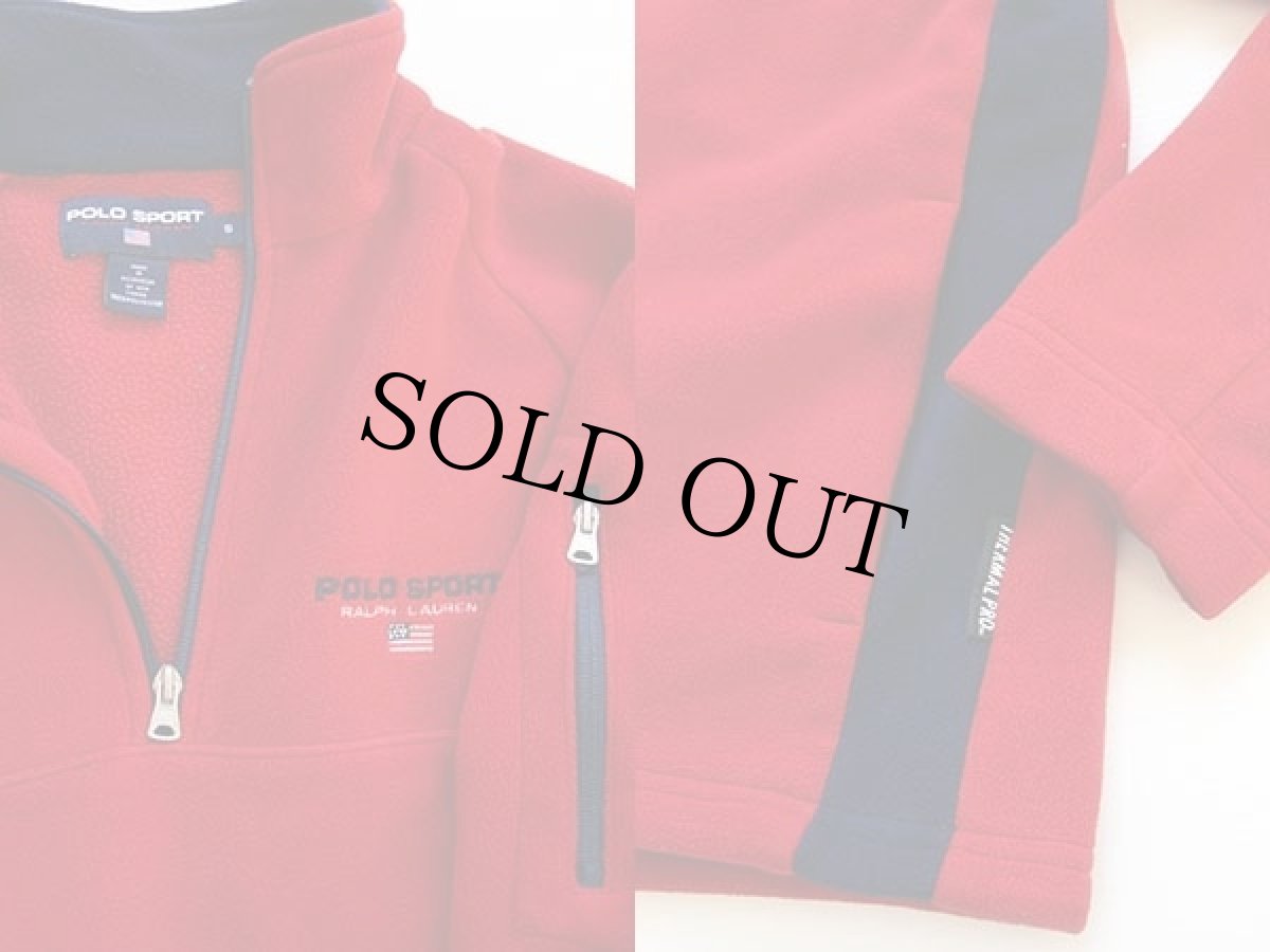 画像3: 90s POLO SPORTポロ スポーツ ラルフローレン プルオーバー POLARTEC フリース 赤×紺 S (3)