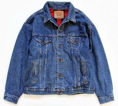 画像1: 90s USA製 Levi'sリーバイス 70417 バッファローチェック ネルライナー デニムジャケット 4ポケット XL (1)