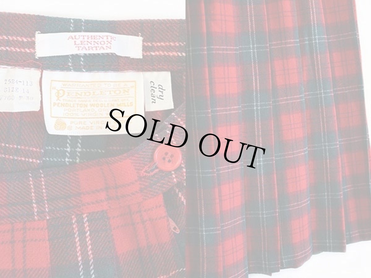 画像3: 70s USA製 PENDLETONペンドルトン タータンチェック ロング ウール プリーツスカート 14 (3)