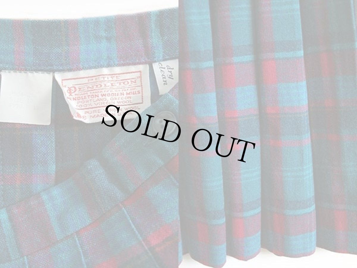 画像3: 70s USA製 PENDLETONペンドルトン チェック ロング ウール プリーツスカート 12 (3)