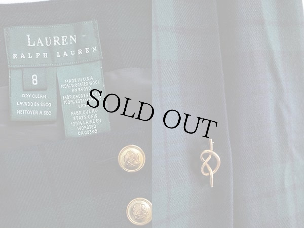 画像3: USA製 LAUREN ラルフローレン ブラックウォッチ タータンチェック ウール 巻きスカート 8 (3)