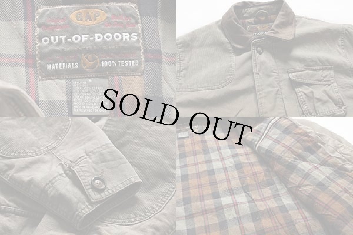 画像3: 90s GAPギャップ ネルライナー コットン ハンティングジャケット グリーングレー S (3)