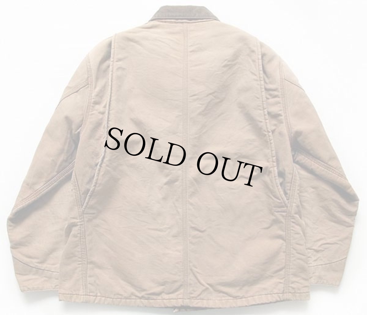 画像2: 90s USA製 carharttカーハート ブランケットライナー ダック地 チョアコート カバーオール 茶 46 (2)