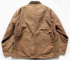 画像2: 90s USA製 carharttカーハート ブランケットライナー ダック地 チョアコート カバーオール 茶 46 (2)