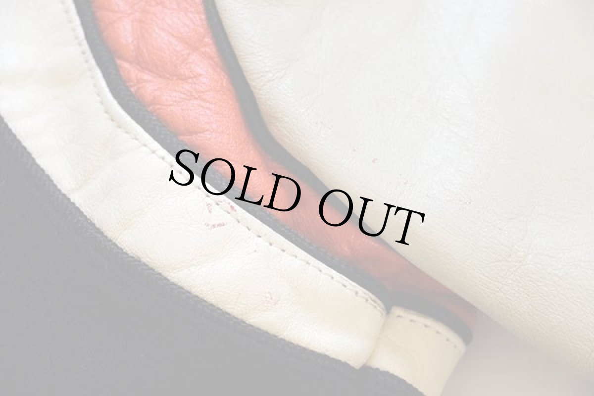 画像5: 60s BUTWINバトウィン パッチ付き メルトン ウール 袖革スタジャン 黒 46 (5)