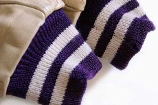 画像6: 60s CHIPPEWA VALLEY メルトン ウール 袖革スタジャン 紫×クリーム 42 (6)
