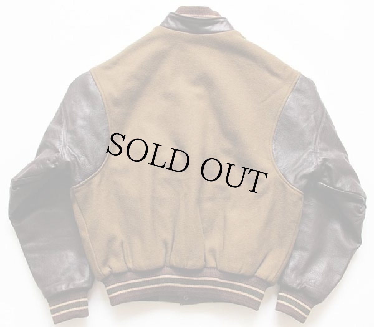 画像2: カナダ製 BONWITT 刺繍入り メルトン ウール 袖革スタジャン 茶×焦げ茶 L (2)