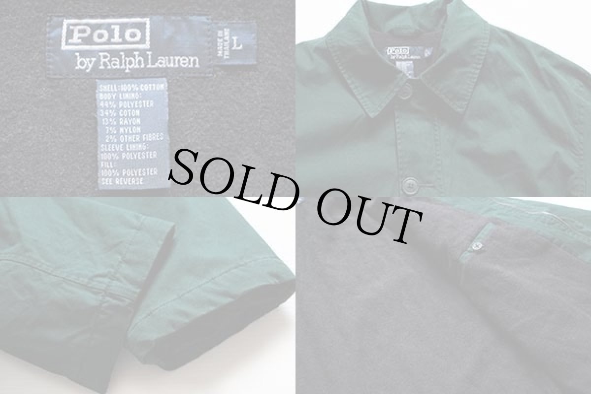 画像3: 90s ポロ ラルフローレン キルティングライナー コットン フィールドコート 緑 L★ジャケット (3)