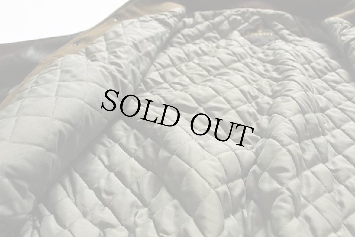 画像5: カナダ製 BONWITT 刺繍入り メルトン ウール 袖革スタジャン 茶×焦げ茶 L (5)