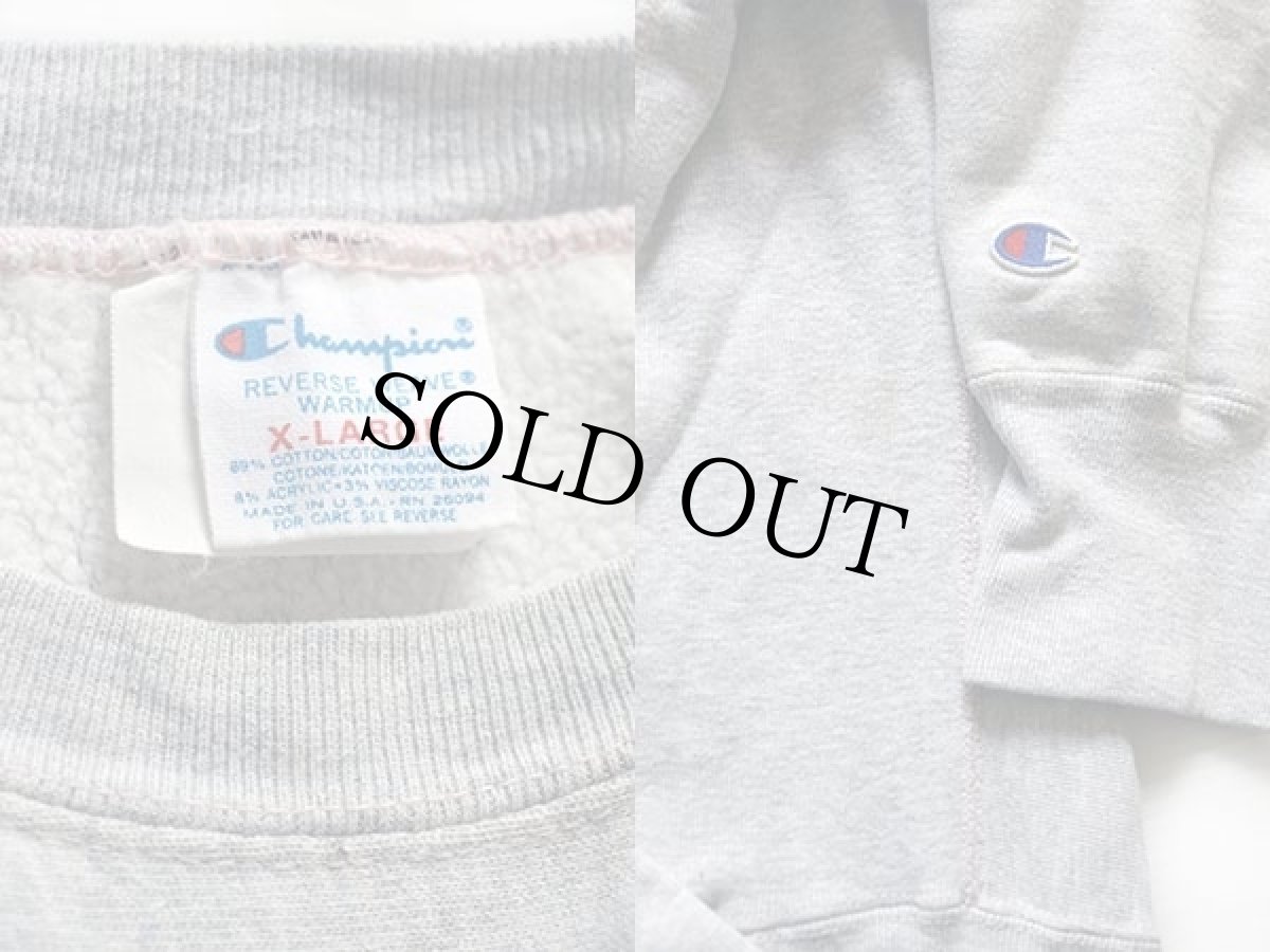 画像3: 80s USA製 Championチャンピオン CASTAWAY CLUB 染み込みプリント リバースウィーブ スウェット 杢グレー XL (3)