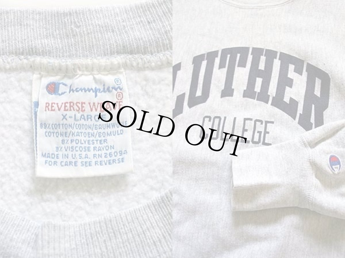画像3: 90s USA製 Championチャンピオン LUTHER COLLEGE リバースウィーブ スウェット 杢グレー XL (3)
