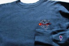 画像2: 90s USA製 Championチャンピオン ロゴ刺繍 リバースウィーブ ブルーグレー L (2)