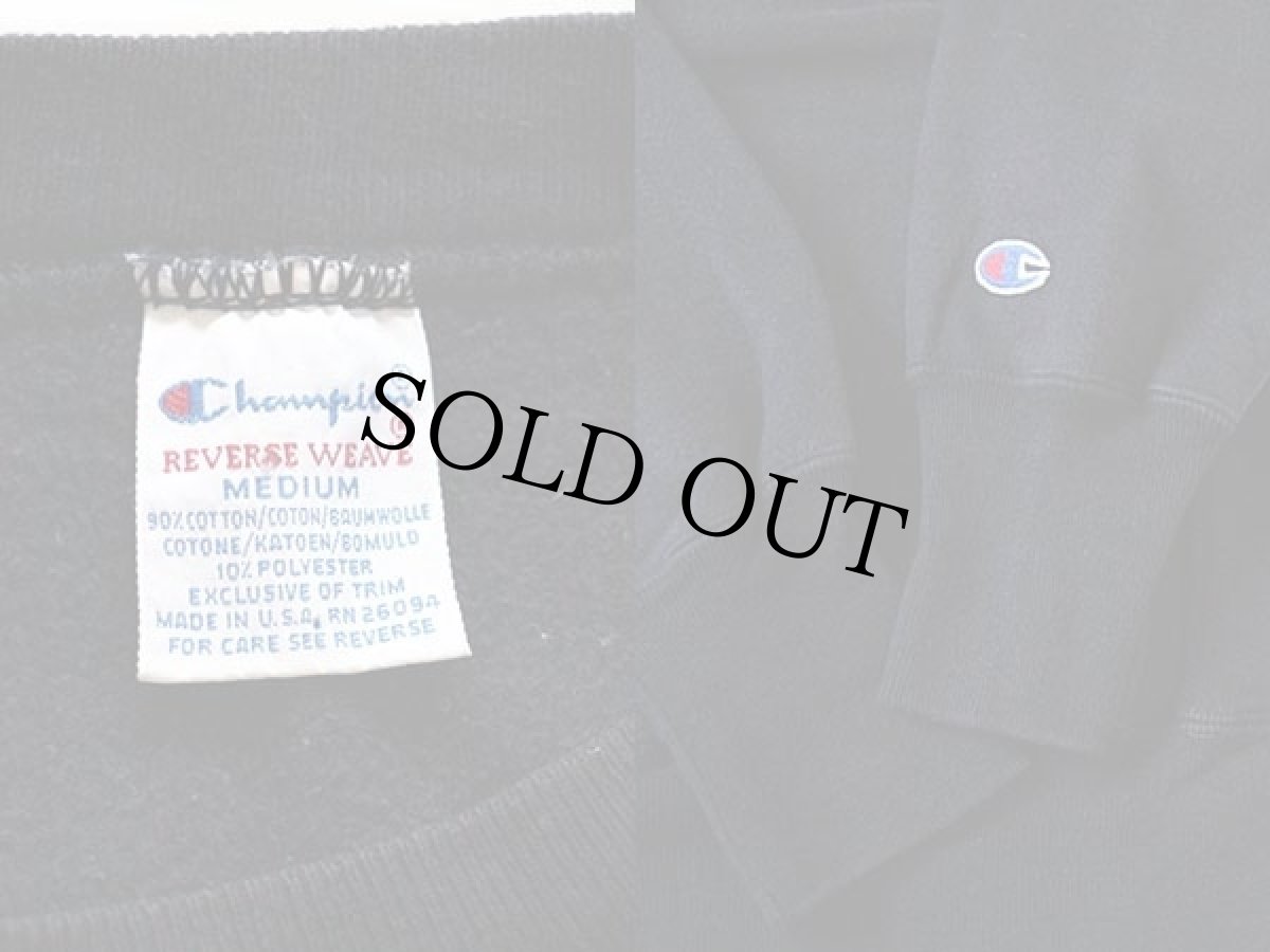 画像3: 90s USA製 Championチャンピオン スクリプト ビッグロゴ刺繍 リバースウィーブ スウェット 黒 M (3)