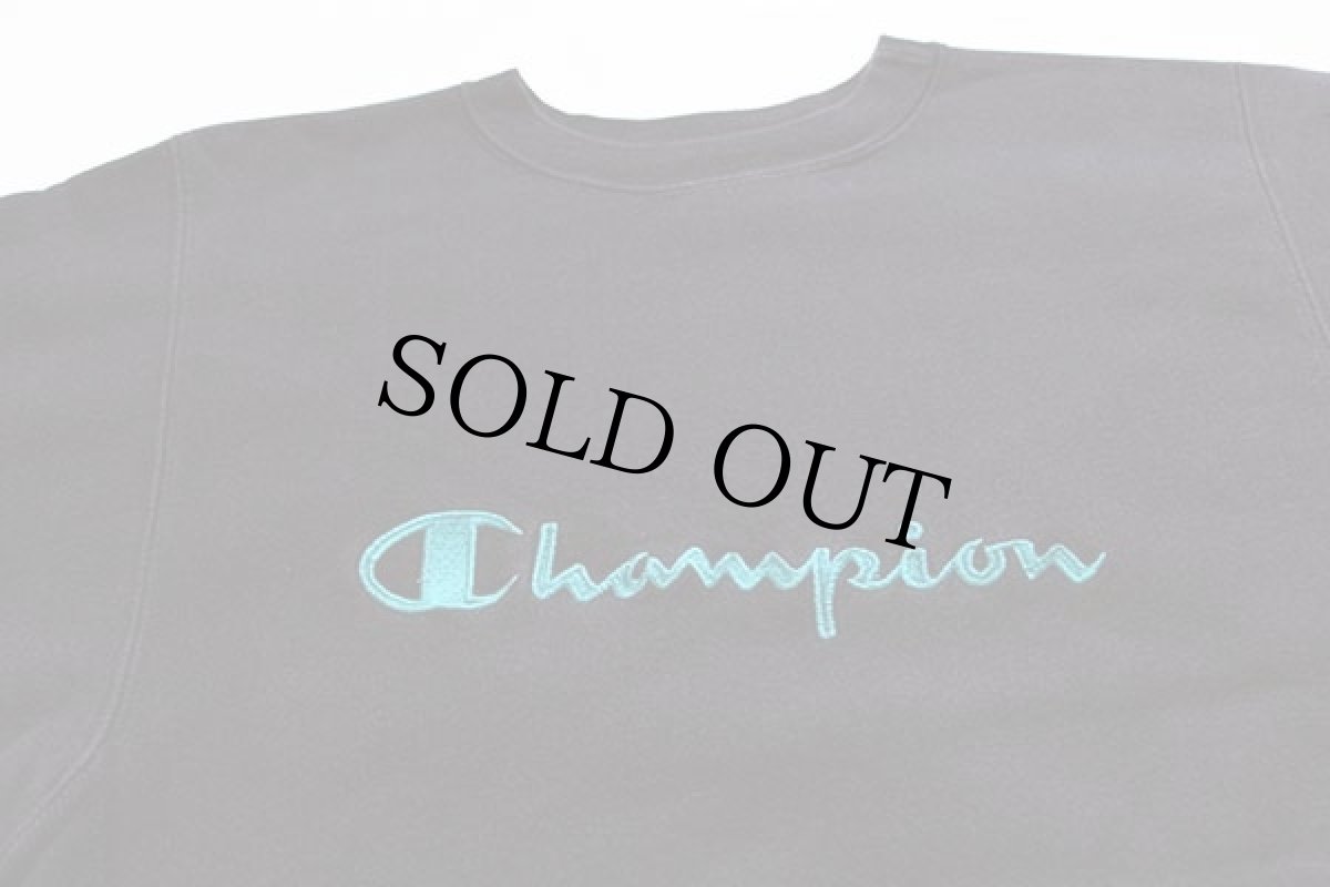 画像2: 90s USA製 Championチャンピオン スクリプト ビッグロゴ刺繍 リバースウィーブ スウェット 黒 M (2)