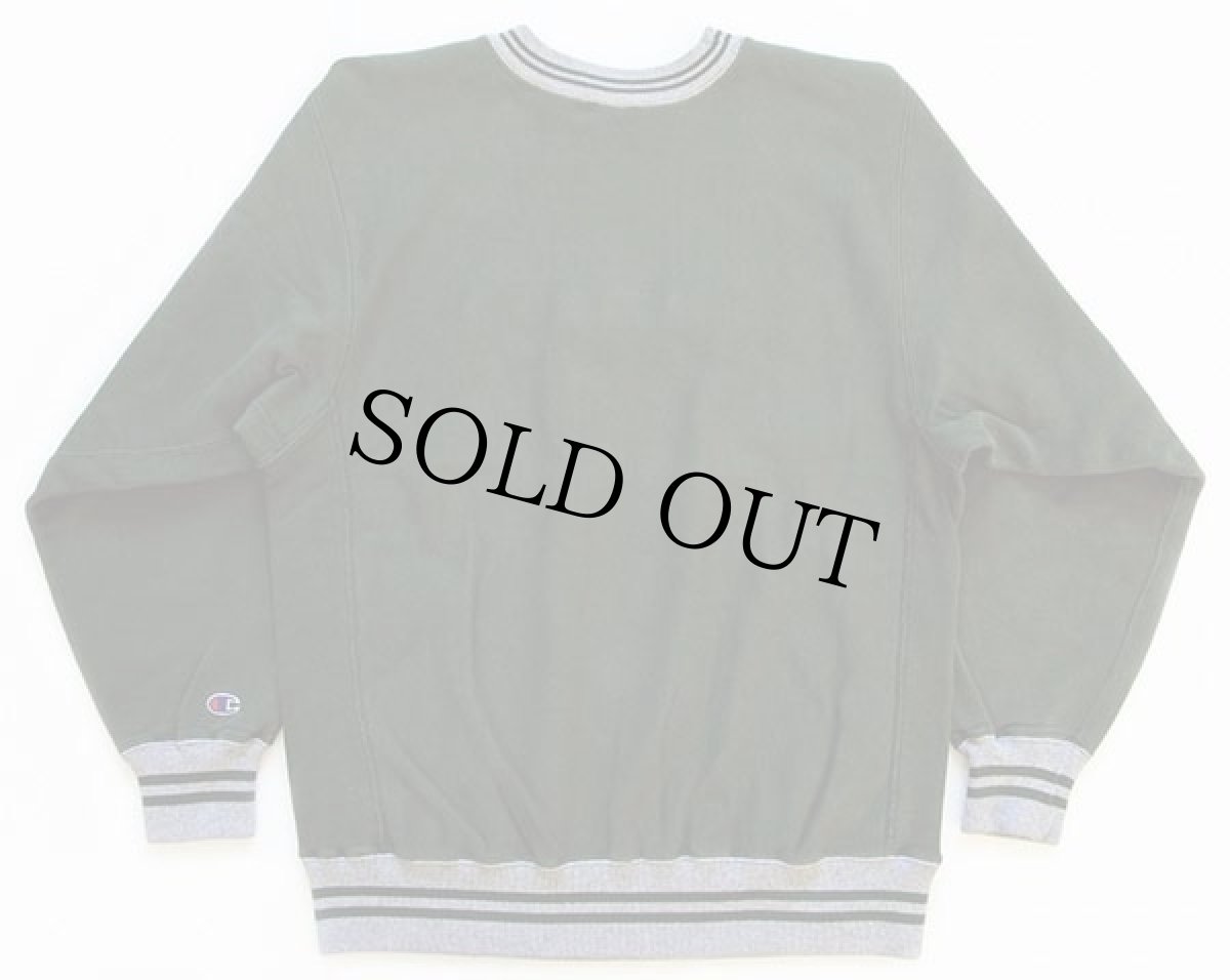 画像2: 90s Championチャンピオン スクリプト ビッグロゴ刺繍 リブライン リバースウィーブ 緑 (2)