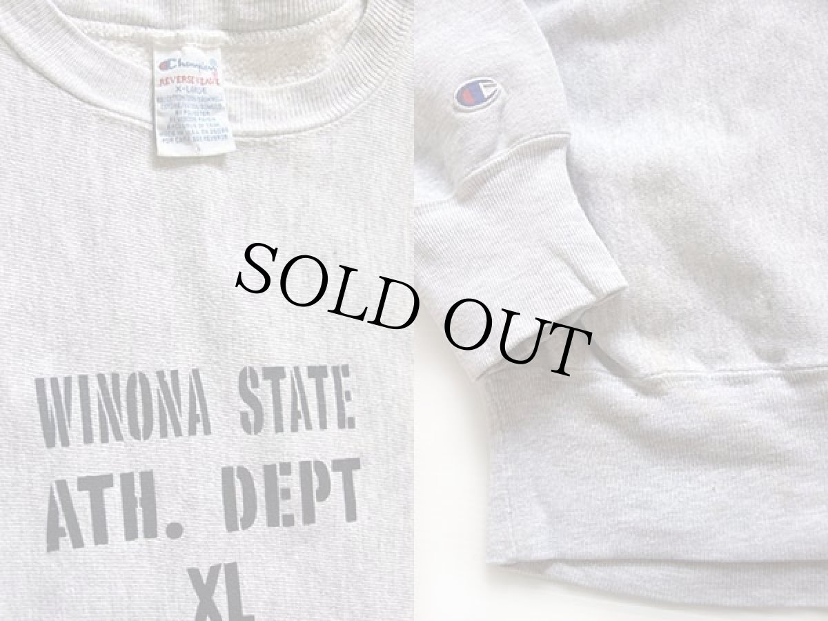 画像3: 90s USA製 Championチャンピオン WINONA STATE ステンシル リバースウィーブ スウェット 杢グレー XL (3)