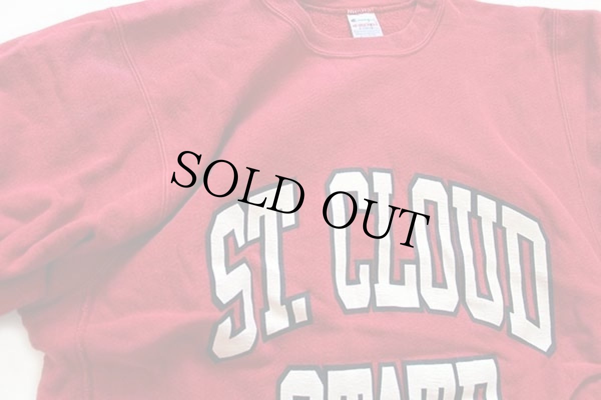 画像2: 90s USA製 Championチャンピオン ST.CLOUD STATE リバースウィーブ スウェット 赤 XL (2)