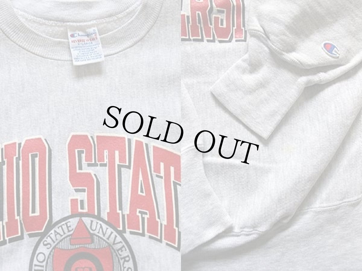 画像3: 90s USA製 Championチャンピオン OHIO STATE UNIVERSITY リバースウィーブ スウェット 杢グレー XL (3)