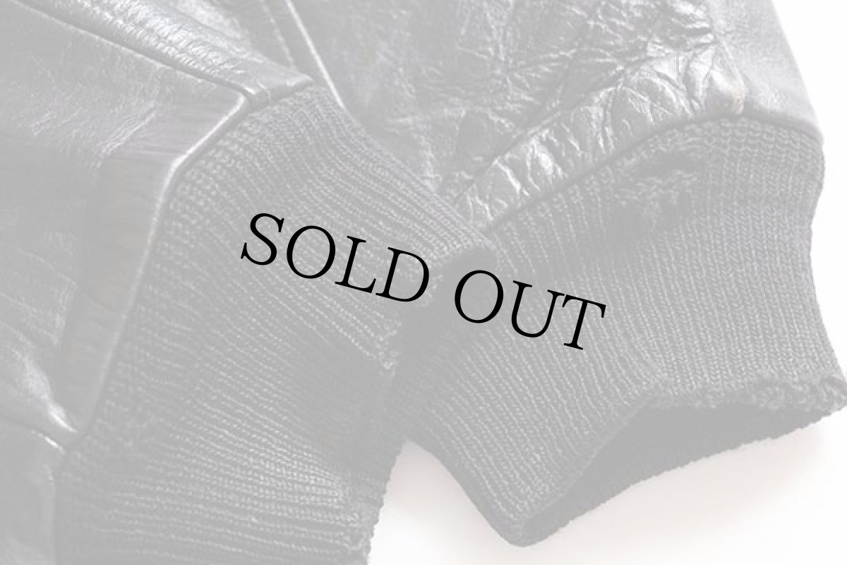 画像5: 60s BUTWINバトウィン メルトン ウール 袖革スタジャン 黒×黒 44 (5)