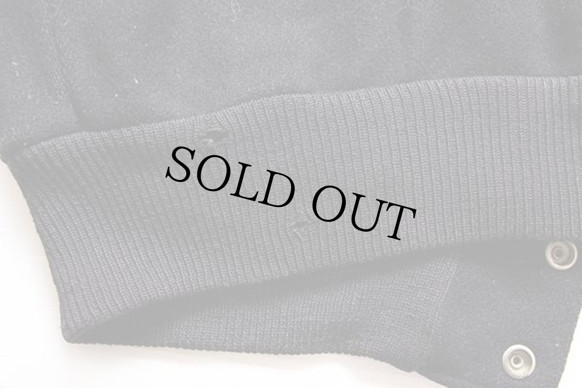 画像6: 60s BUTWINバトウィン メルトン ウール 袖革スタジャン 黒×黒 44 (6)