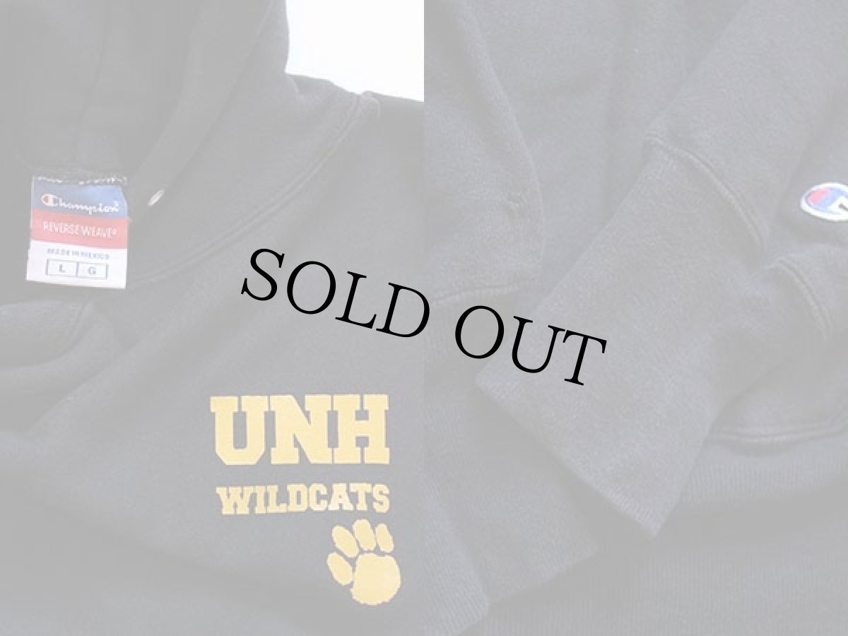 画像3: 00s メキシコ製 Championチャンピオン UNH WILDCATS 足型 両面プリント リバースウィーブ スウェットパーカー 黒 L (3)