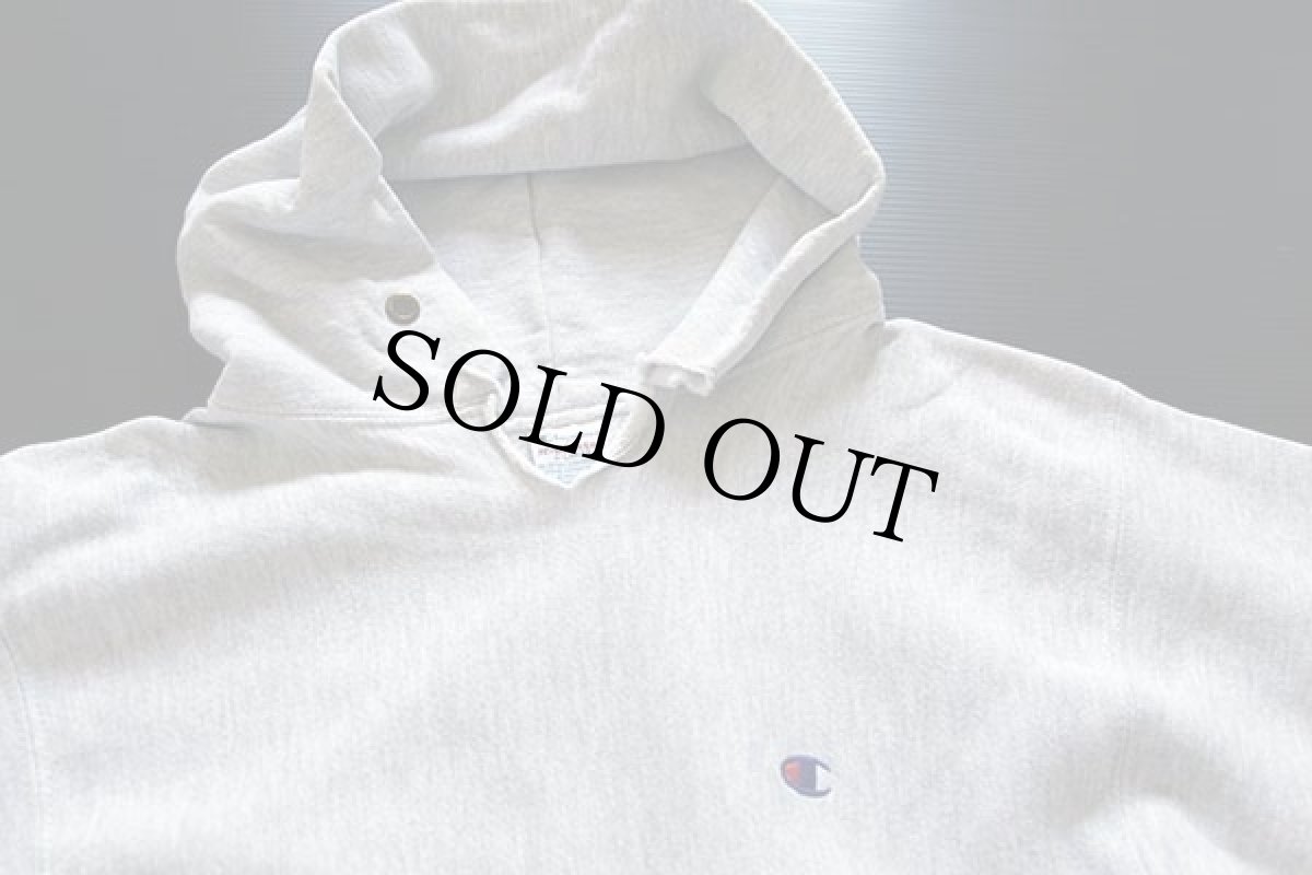 画像2: 90s USA製 Championチャンピオン ワンポイント リバースウィーブ スウェットパーカー 杢グレー XL (2)