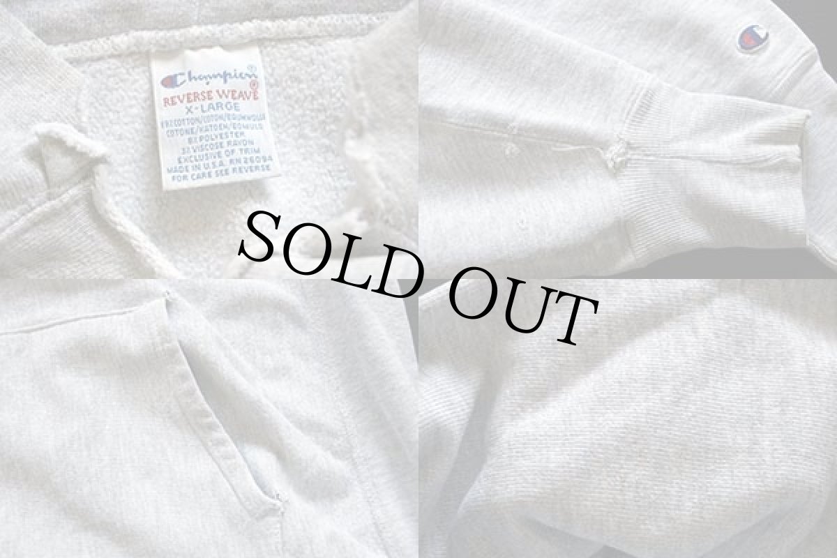 画像3: 90s USA製 Championチャンピオン ワンポイント リバースウィーブ スウェットパーカー 杢グレー XL (3)