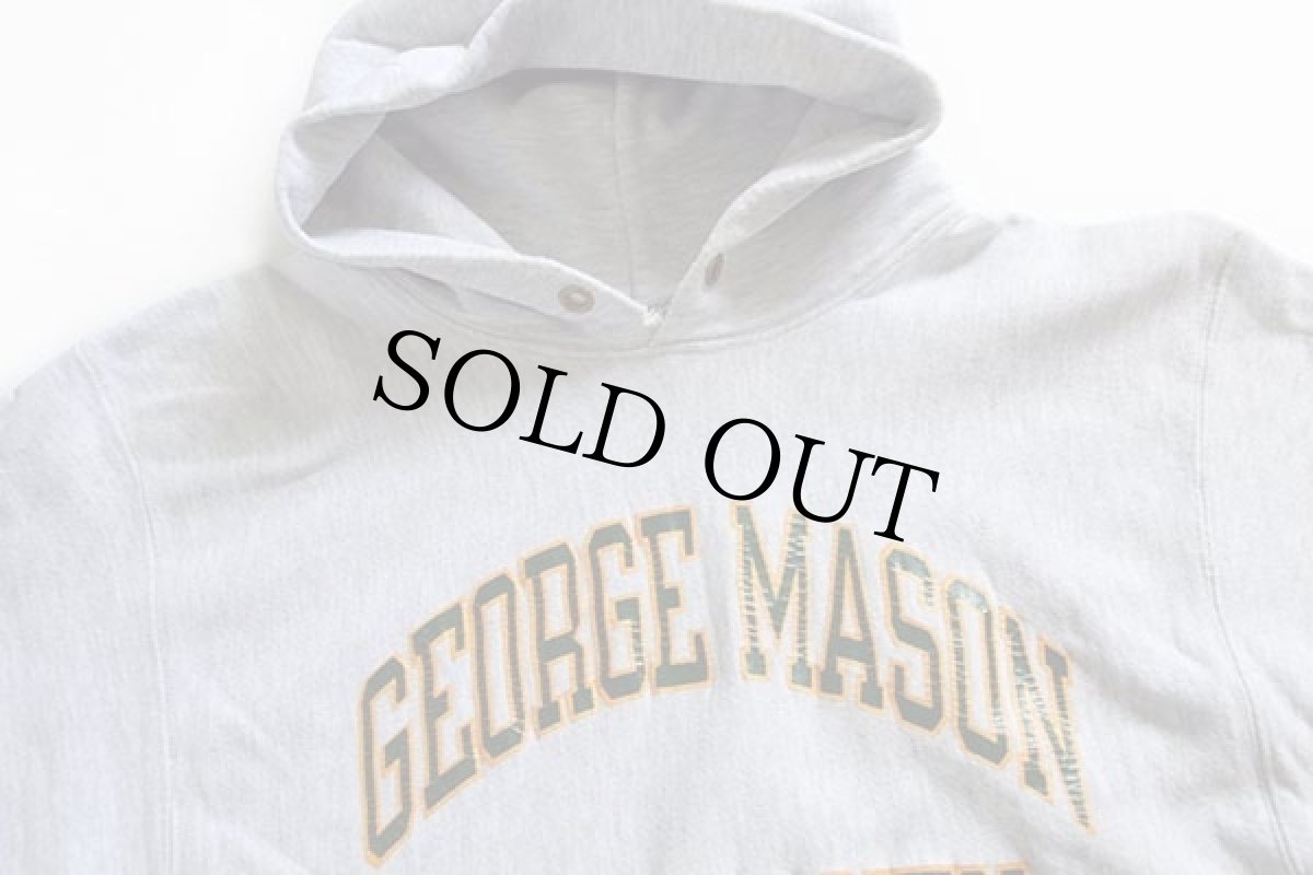 画像2: 80s USA製 Championチャンピオン GEORGE MASON リバースウィーブ スウェットパーカー 杢グレー XL (2)