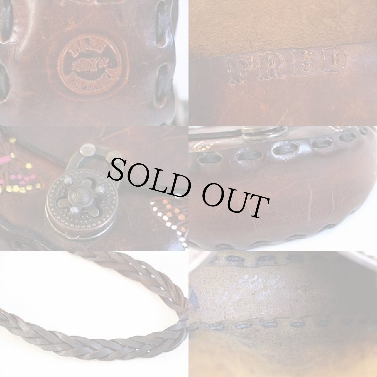 画像3: 70s ESPINOZA 花柄 カービング ペイント レザー ショルダーバッグ 焦げ茶 (3)