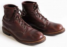 画像1: 90s USA製 Chippewaチペワ ワークブーツ 焦げ茶 8.5D (1)