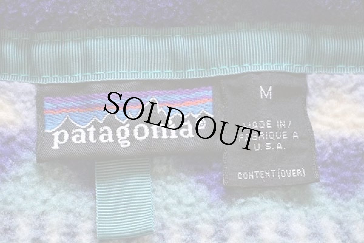 画像4: 90s USA製 patagoniaパタゴニア ダイヤモンド 総柄 フリース スナップT M (4)