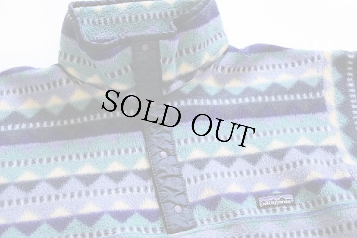 画像3: 90s USA製 patagoniaパタゴニア ダイヤモンド 総柄 フリース スナップT M (3)