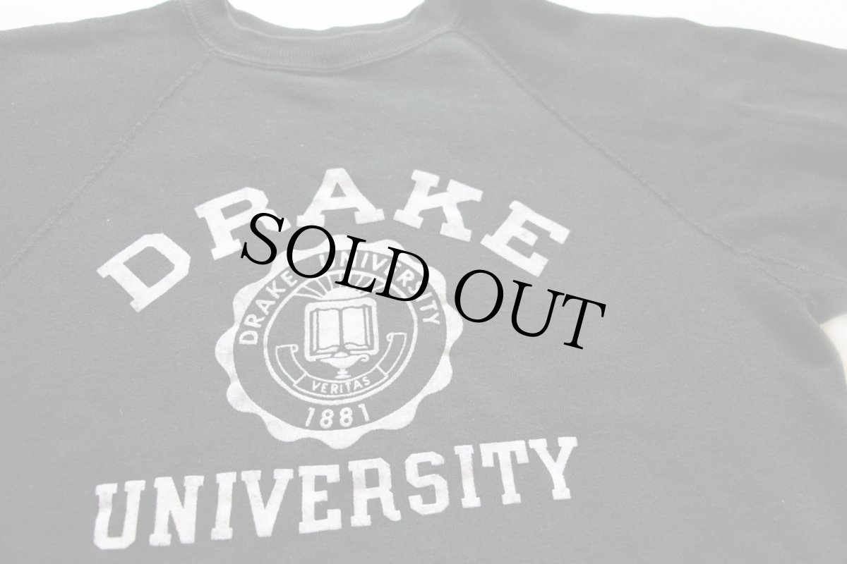 画像3: 60s DRAKE UNIVERSITY フロッキープリント コットン スウェット 黒 (3)