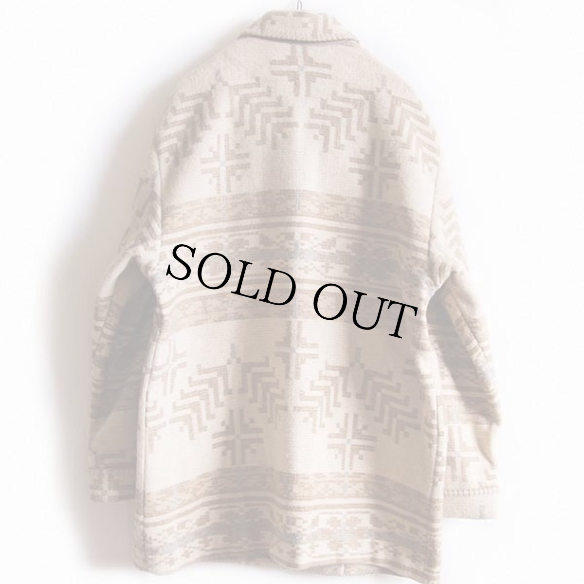 画像2: 80s USA製 LANDS'ENDランズエンド フォークロア柄 ウール ラグジャケット W-M (2)