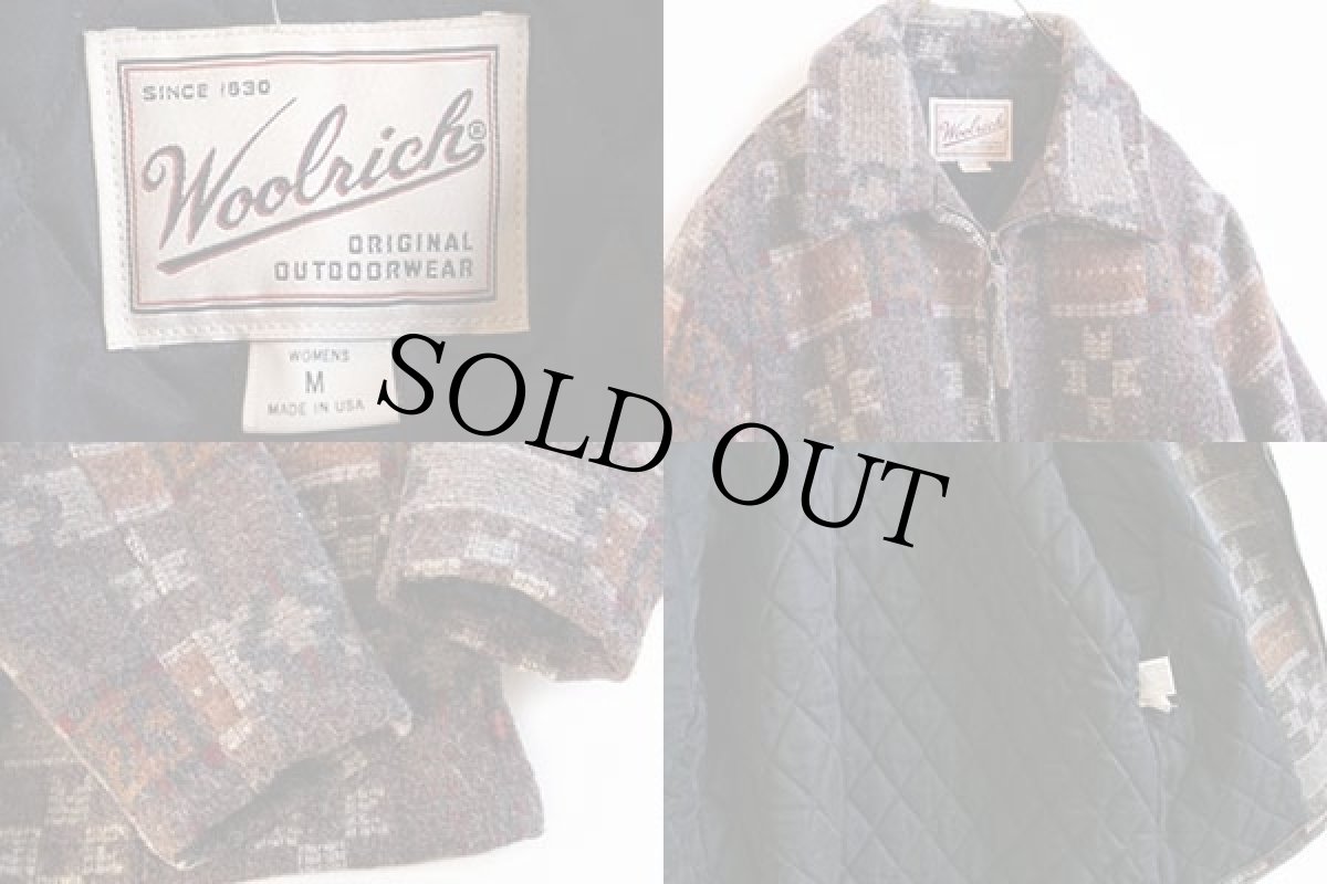 画像3: 90s USA製 Woolrichウールリッチ フォークロア柄 キルティングライナー ウール ラグジャケット W-M (3)